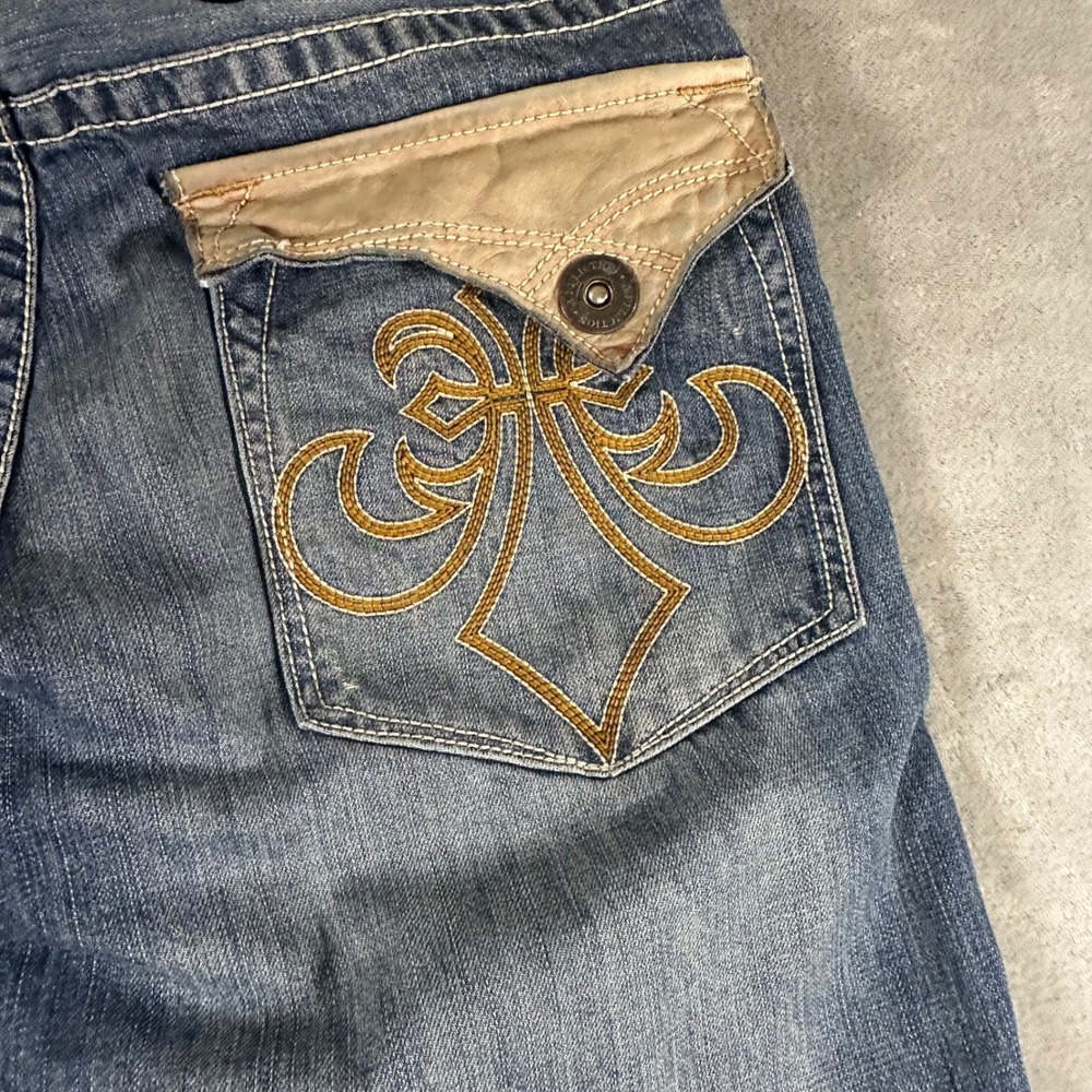 Affliction Los Angeles Cooper Relaxed Fit Jeans Mens 36x34 Blue Distressed Y2K - Picture 16 of 16